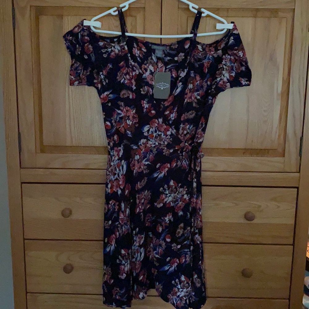Cold Shoulder Wrap Dress with tags